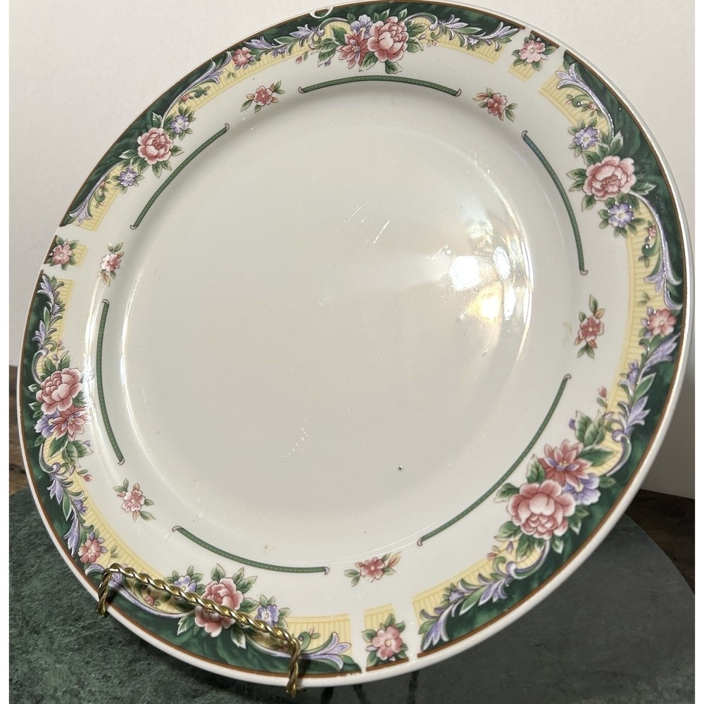Excel Legend 435 Fine China Dinner 12" Chop Plate Floral Pink Rose Green 1995